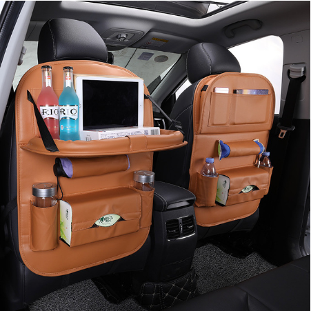 ORGANISEUR DE SIÈGE ARRIÈRE DE VOITURE EN CUIR PU AVEC PLATEAU DE TABLE PLIABLE