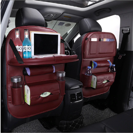 ORGANISEUR DE SIÈGE ARRIÈRE DE VOITURE EN CUIR PU AVEC PLATEAU DE TABLE PLIABLE